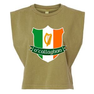 Ocallaghan Name Irish Gift Irish Flag Harp Crest Garment-Dyed Women's Muscle Tee