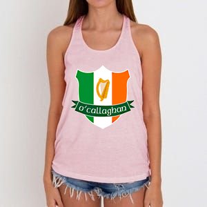 Ocallaghan Name Irish Gift Irish Flag Harp Crest Women's Knotted Racerback Tank