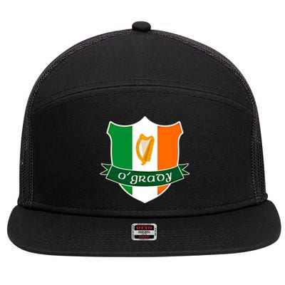 Ogrady Name Irish Funny Gift Irish Flag Harp Crest 7 Panel Mesh Trucker Snapback Hat