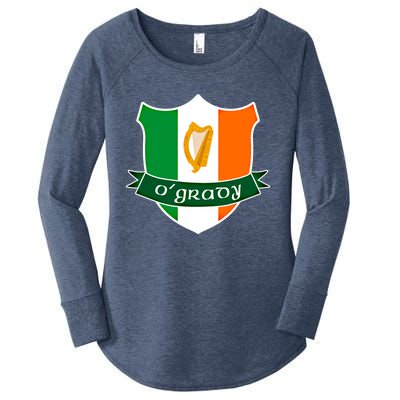 Ogrady Name Irish Funny Gift Irish Flag Harp Crest Women's Perfect Tri Tunic Long Sleeve Shirt