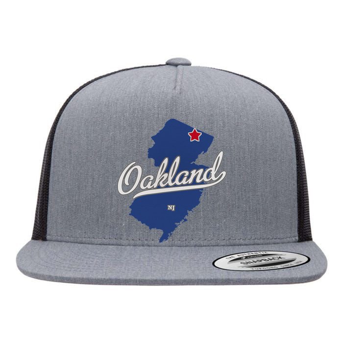 Oakland New Jersey NJ Map Flat Bill Trucker Hat