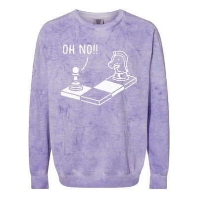 Oh No Knight To Pawn Funny Chess Player Gift Idea Board Game Colorblast Crewneck Sweatshirt