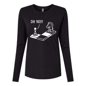 Oh No Knight To Pawn Funny Chess Player Gift Idea Board Game Womens Cotton Relaxed Long Sleeve T-Shirt