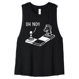 Oh No Knight To Pawn Funny Chess Player Gift Idea Board Game Women's Racerback Cropped Tank