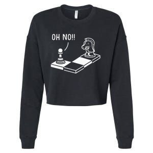 Oh No Knight To Pawn Funny Chess Player Gift Idea Board Game Cropped Pullover Crew