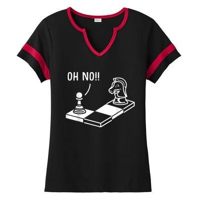 Oh No Knight To Pawn Funny Chess Player Idea Board Game Ladies Halftime Notch Neck Tee