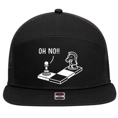 Oh No Knight To Pawn Funny Chess Player Idea Board Game 7 Panel Mesh Trucker Snapback Hat