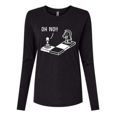 Oh No Knight To Pawn Funny Chess Player Idea Board Game Womens Cotton Relaxed Long Sleeve T-Shirt