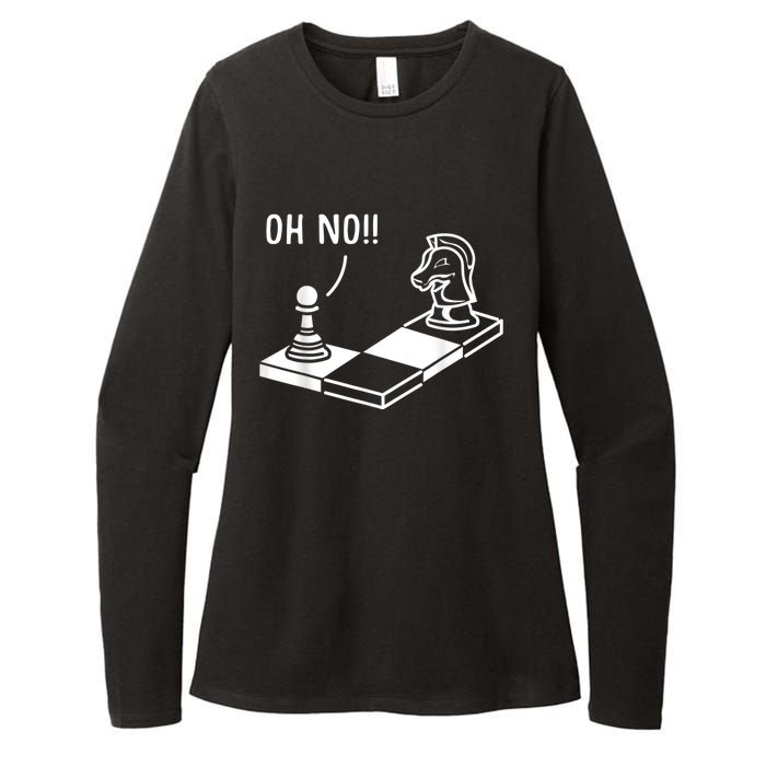 Oh No Knight To Pawn Funny Chess Player Idea Board Game Womens CVC Long Sleeve Shirt