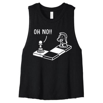 Oh No Knight To Pawn Funny Chess Player Idea Board Game Women's Racerback Cropped Tank