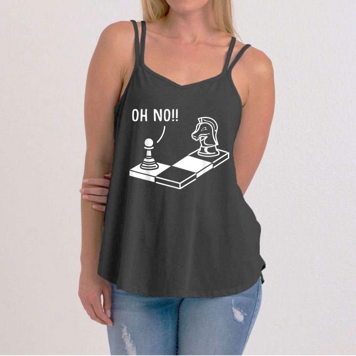 Oh No Knight To Pawn Funny Chess Player Idea Board Game Women's Strappy Tank