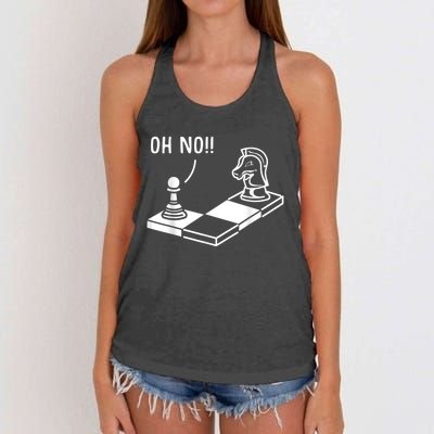 Oh No Knight To Pawn Funny Chess Player Idea Board Game Women's Knotted Racerback Tank