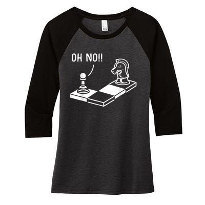 Oh No Knight To Pawn Funny Chess Player Idea Board Game Women's Tri-Blend 3/4-Sleeve Raglan Shirt