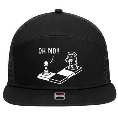 Oh No Knight To Pawn Funny Chess Player Gift Idea Board Game 7 Panel Mesh Trucker Snapback Hat