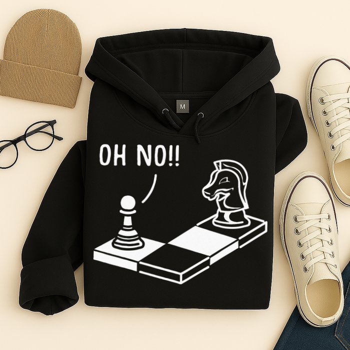 Oh No Knight To Pawn Funny Chess Player Gift Idea Board Game Hoodie