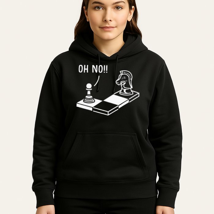 Oh No Knight To Pawn Funny Chess Player Gift Idea Board Game Hoodie