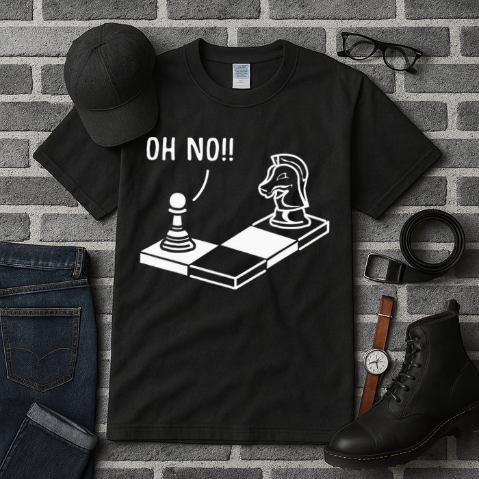 Oh No Knight To Pawn Funny Chess Player Gift Idea Board Game Tall T-Shirt