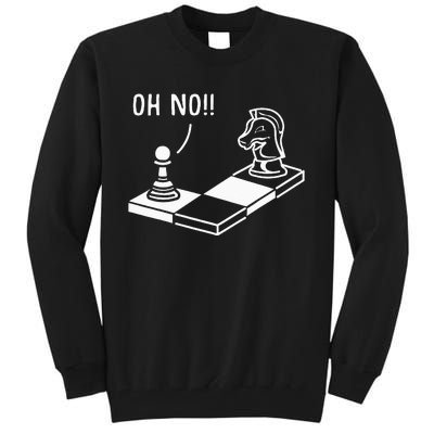 Oh No Knight To Pawn Funny Chess Player Gift Idea Board Game Tall Sweatshirt