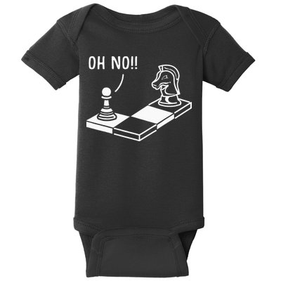 Oh No Knight To Pawn Funny Chess Player Gift Idea Board Game Baby Bodysuit