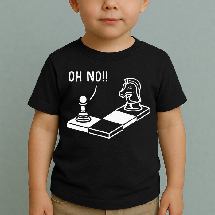 Oh No Knight To Pawn Funny Chess Player Gift Idea Board Game Toddler T-Shirt