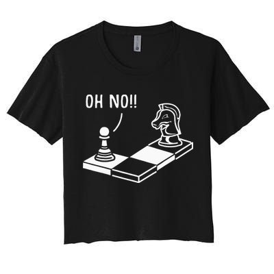 Oh No Knight To Pawn Funny Chess Player Gift Idea Board Game Crop Top