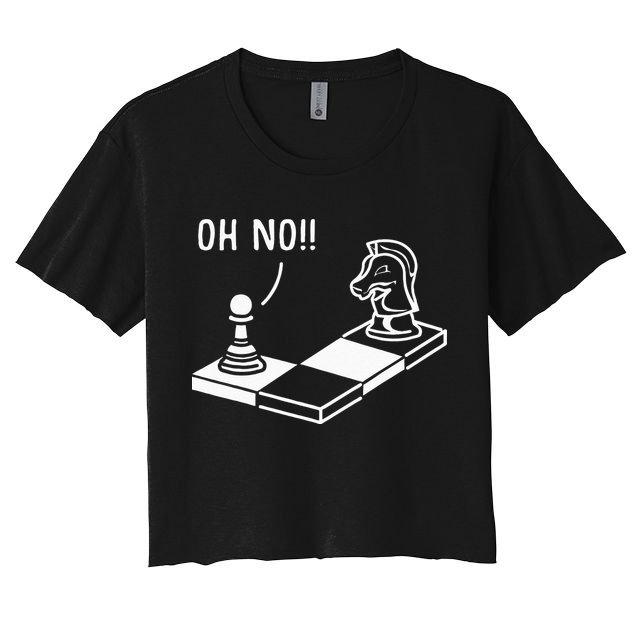 Oh No Knight To Pawn Funny Chess Player Gift Idea Board Game Crop Top