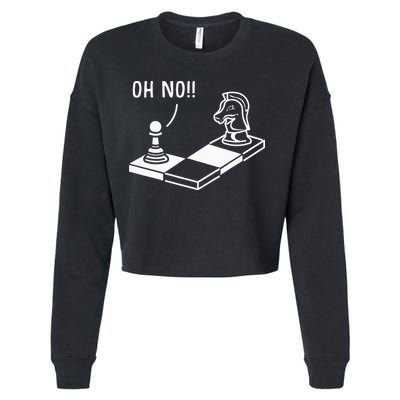 Oh No Knight To Pawn Funny Chess Player Gift Idea Board Game Cropped Pullover Crew