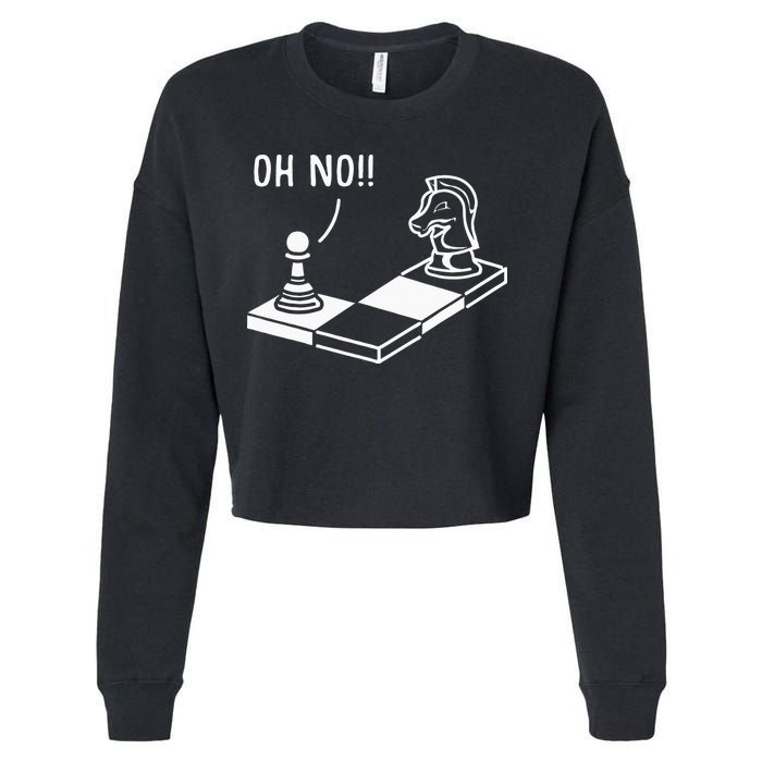 Oh No Knight To Pawn Funny Chess Player Gift Idea Board Game Cropped Pullover Crew