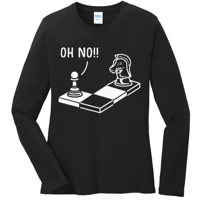 Oh No Knight To Pawn Funny Chess Player Gift Idea Board Game Ladies Long Sleeve Shirt
