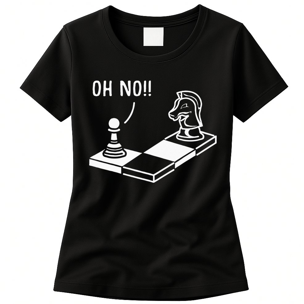 Oh No Knight To Pawn Funny Chess Player Gift Idea Board Game Womens T-Shirt