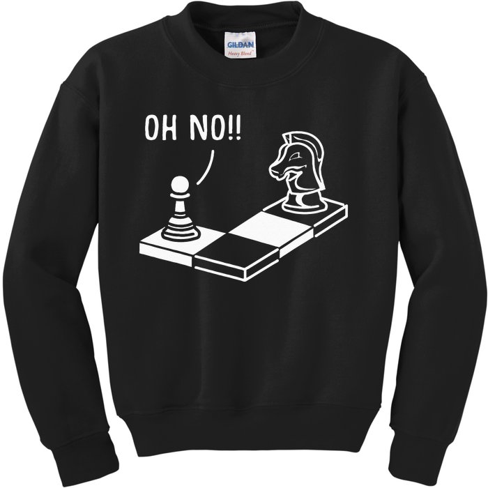 Oh No Knight To Pawn Funny Chess Player Gift Idea Board Game Kids Sweatshirt