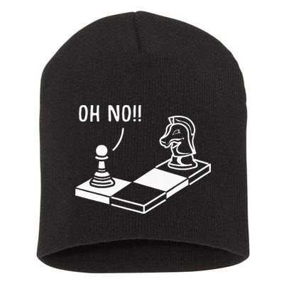 Oh No Knight To Pawn Funny Chess Player Gift Idea Board Game Short Acrylic Beanie