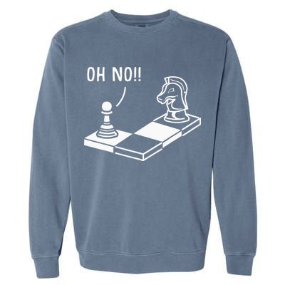 Oh No Knight To Pawn Funny Chess Player Gift Idea Board Game Garment-Dyed Sweatshirt
