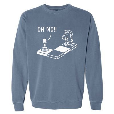 Oh No Knight To Pawn Funny Chess Player Gift Idea Board Game Garment-Dyed Sweatshirt