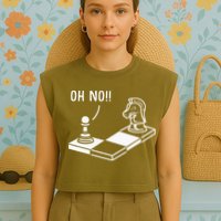 Oh No Knight To Pawn Funny Chess Player Gift Idea Board Game Garment-Dyed Women's Muscle Tee