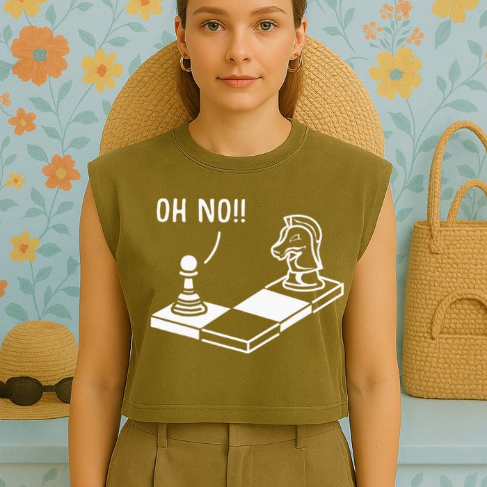 Oh No Knight To Pawn Funny Chess Player Gift Idea Board Game Garment-Dyed Women's Muscle Tee