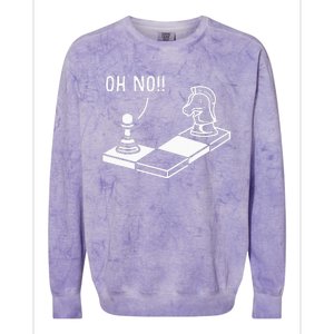 Oh No Knight To Pawn Funny Chess Player Gift Idea Board Game Colorblast Crewneck Sweatshirt