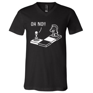 Oh No Knight To Pawn Funny Chess Player Gift Idea Board Game V-Neck T-Shirt