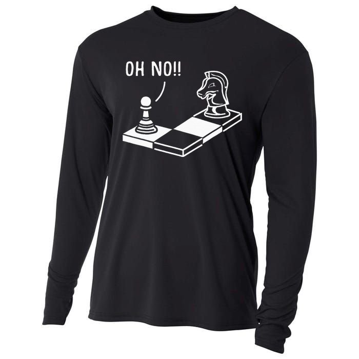 Oh No Knight To Pawn Funny Chess Player Gift Idea Board Game Cooling Performance Long Sleeve Crew