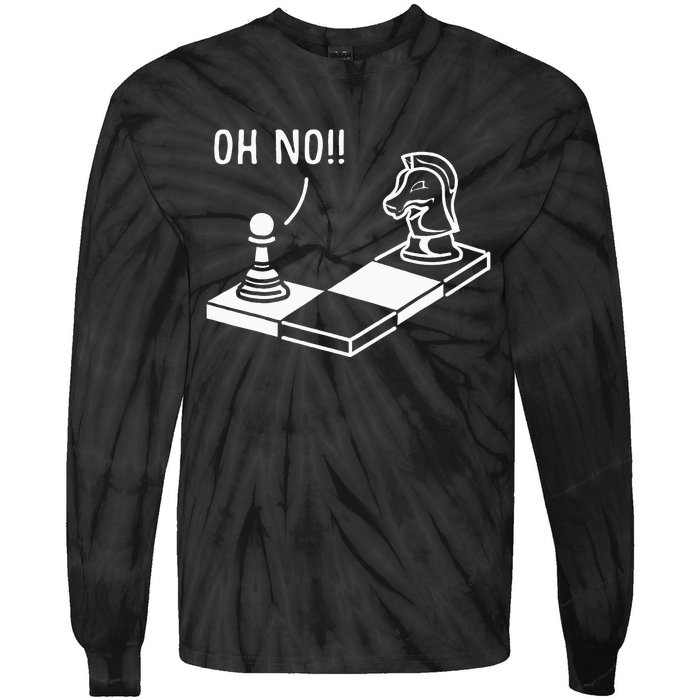 Oh No Knight To Pawn Funny Chess Player Gift Idea Board Game Tie-Dye Long Sleeve Shirt