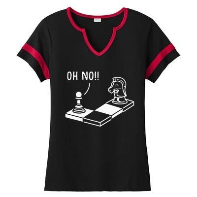 Oh No Knight To Pawn Funny Chess Player Gift Idea Board Game Ladies Halftime Notch Neck Tee