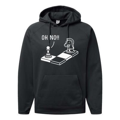 Oh No Knight To Pawn Funny Chess Player Gift Idea Board Game Performance Fleece Hoodie