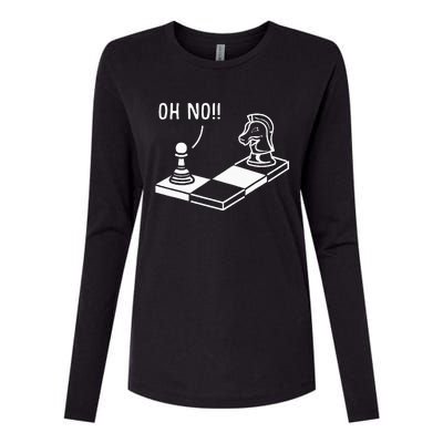 Oh No Knight To Pawn Funny Chess Player Gift Idea Board Game Womens Cotton Relaxed Long Sleeve T-Shirt