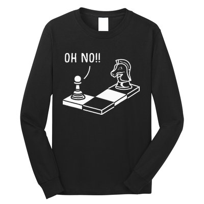 Oh No Knight To Pawn Funny Chess Player Gift Idea Board Game Long Sleeve Shirt