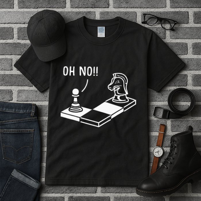 Oh No Knight To Pawn Funny Chess Player Gift Idea Board Game Tall T-Shirt