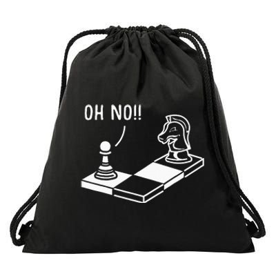 Oh No Knight To Pawn Funny Chess Player Gift Idea Board Game Drawstring Bag