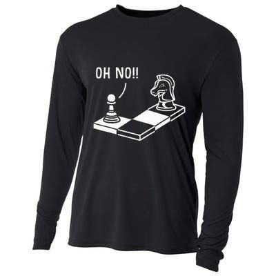 Oh No Knight To Pawn Funny Chess Player Gift Idea Board Game Cooling Performance Long Sleeve Crew