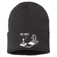 Oh No Knight To Pawn Funny Chess Player Gift Idea Board Game Sustainable Knit Beanie