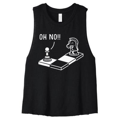 Oh No Knight To Pawn Funny Chess Player Gift Idea Board Game Women's Racerback Cropped Tank