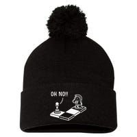 Oh No Knight To Pawn Funny Chess Player Gift Idea Board Game Pom Pom 12in Knit Beanie